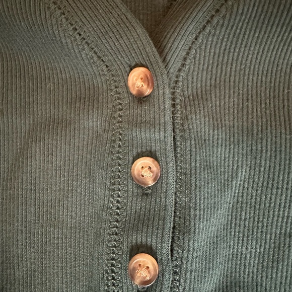 Old Navy Forest Green Long Sleeve V-neck Henley Midi Dress - Picture 4 of 8